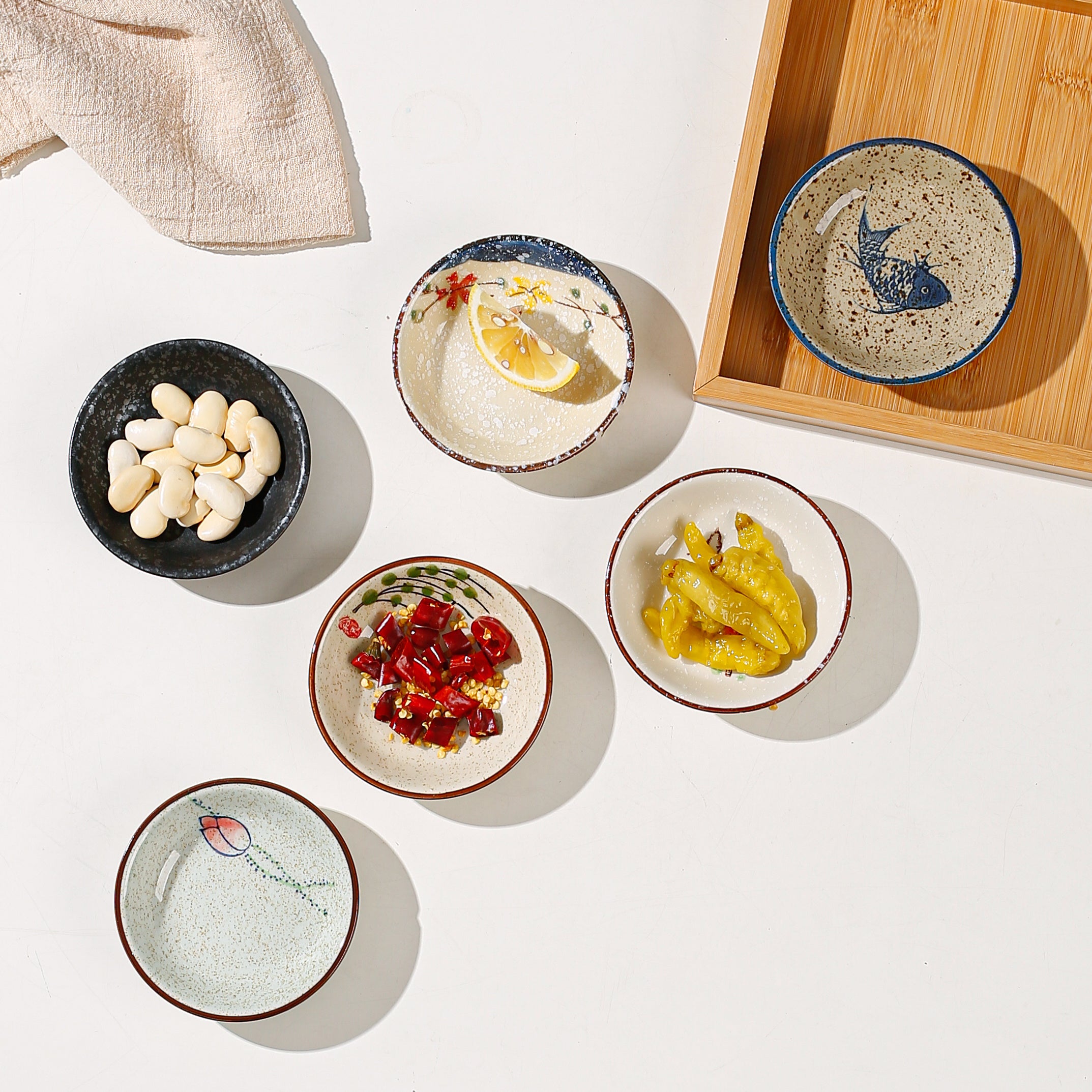 6pcs Japanese Ceramic Steak Sauce Dish for Seasoning, Dipping, and Serving