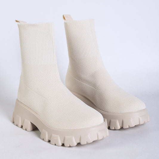 Minimalist Knit Slip On Boots