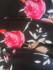  Floral Print Ruffle Trim Short Sleeve Dress