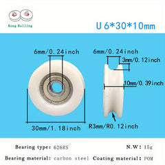 10pcs 626 & 608 Plastic Coated Bearings POM Sliding Roller 30x10mm Bore 6mm