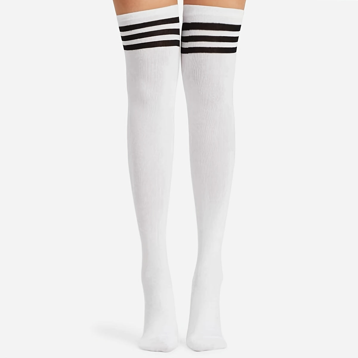 2pairs Womens Thigh High Socks Striped Over The Knee Socks