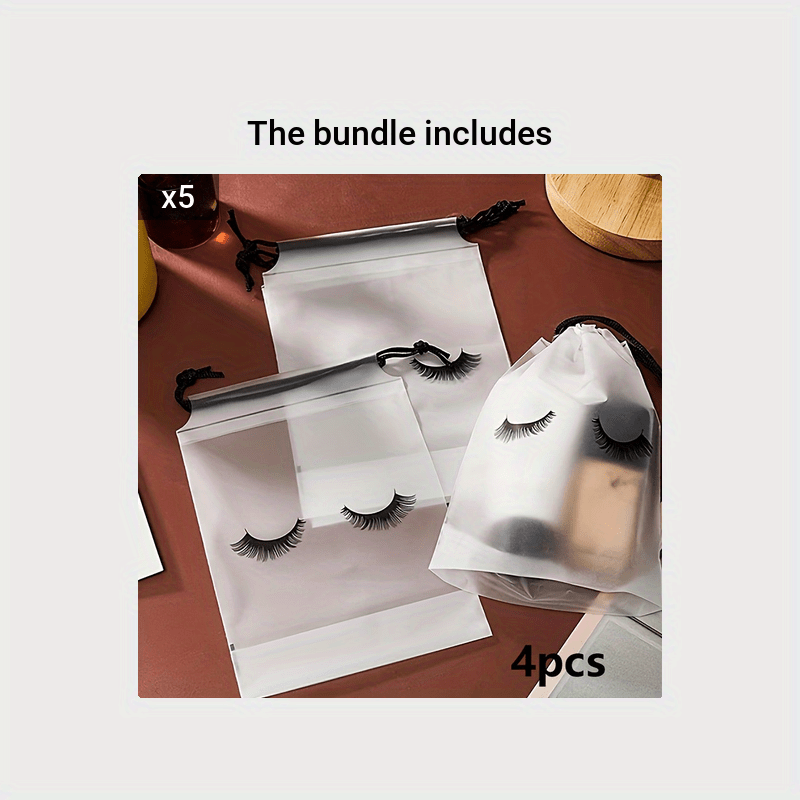 4pcs Eyelash Storage Drawstring Bag Small Cosmetic Packaging Bag