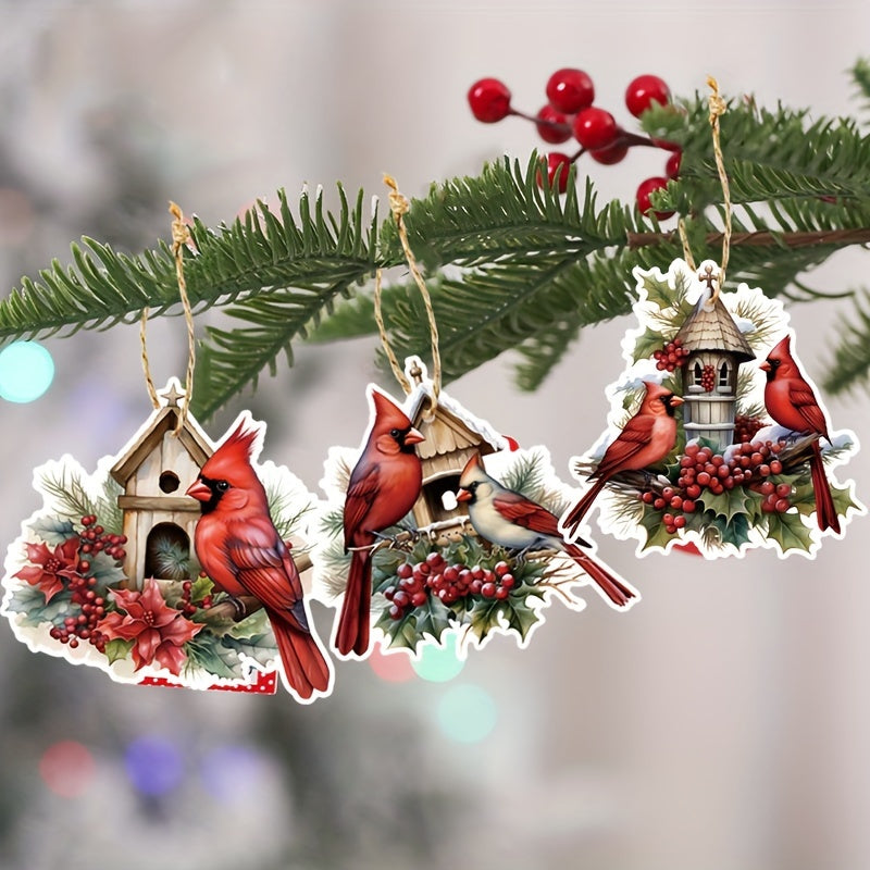 Red Bird Christmas Decorations Tree Hanging