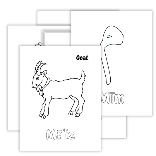 Arabic Alphabet Colouring Sheets for Kids - Islamic Vocabulary Pages