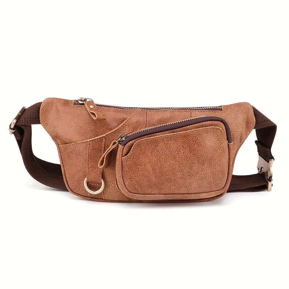 Men's Leather Waist Bag Outdoor Mobile Phone Chest Bag