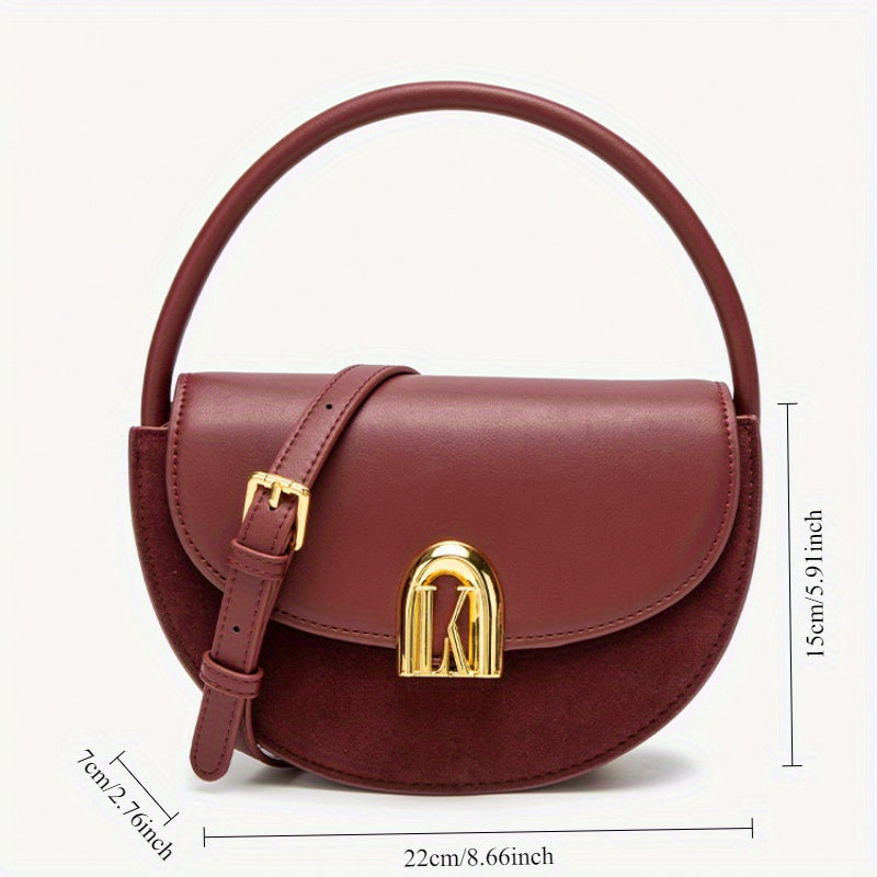 Retro Saddle Bag Women Crossbody & Shoulder Purse Khaki Dark Brown