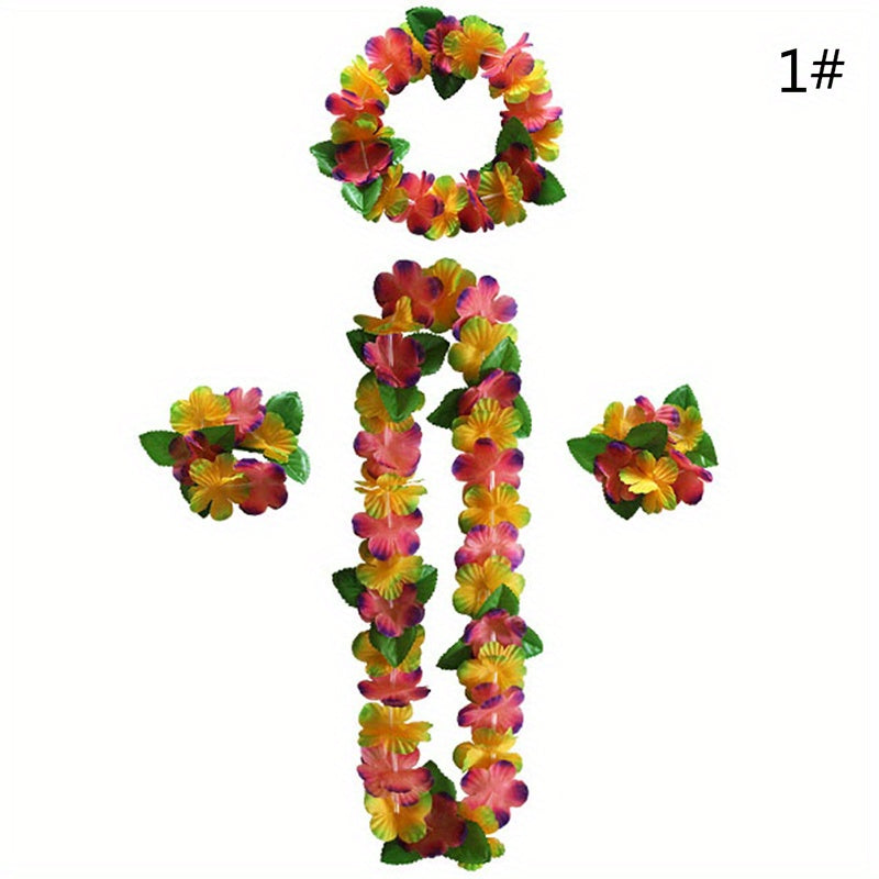4Pcs Hawaiian Flower Leis Garland Necklace DIY Decoration Fancy Dress Party