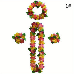 4Pcs Hawaiian Flower Leis Garland Necklace DIY Decoration Fancy Dress Party