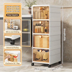 Foldable 5-Layer Storage Box Cabinet with Wheels