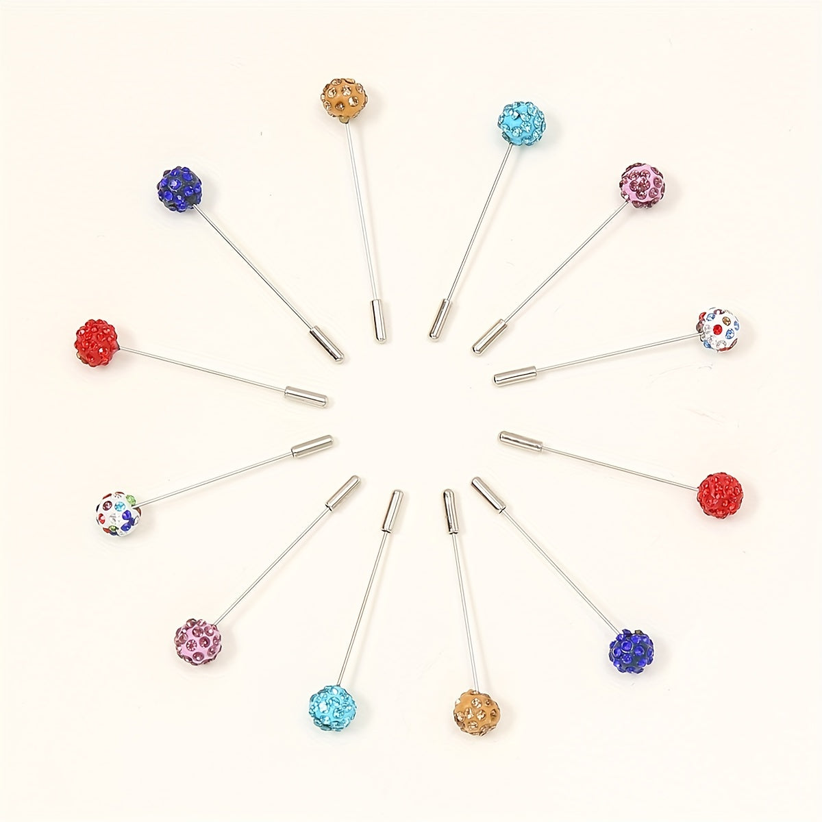 12pcs Resin Rhinestone Scarf Pin Round Bandana Turban Clip
