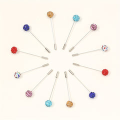 12pcs Resin Rhinestone Scarf Pin Round Bandana Turban Clip