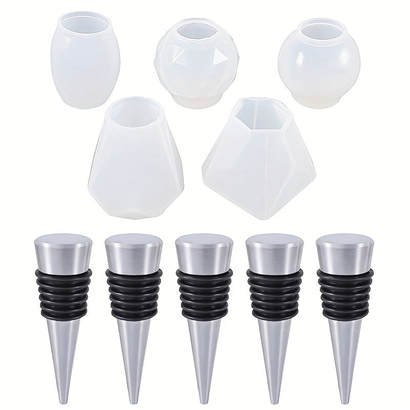 10PCS Epoxy Resin Wine Cork Stopper Silicone Mold Set