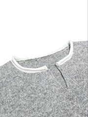  Casual Sweater Women's Plus Contrast Binding Long Sleeve