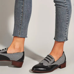 Women's Retro Brogues Low Heels Slip On Shoes