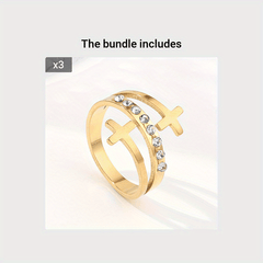 Dot Double Cross Classic Ladies Ring