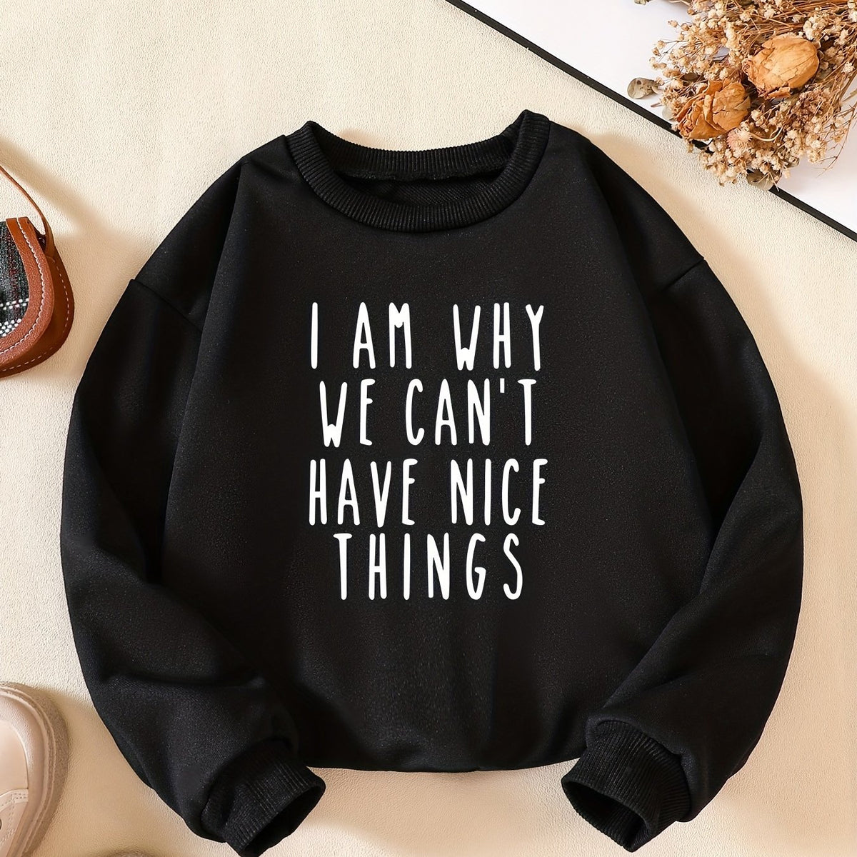 Boys Letter Print Casual Pullover Sweatshirt Long Sleeve Crew Neck Tops