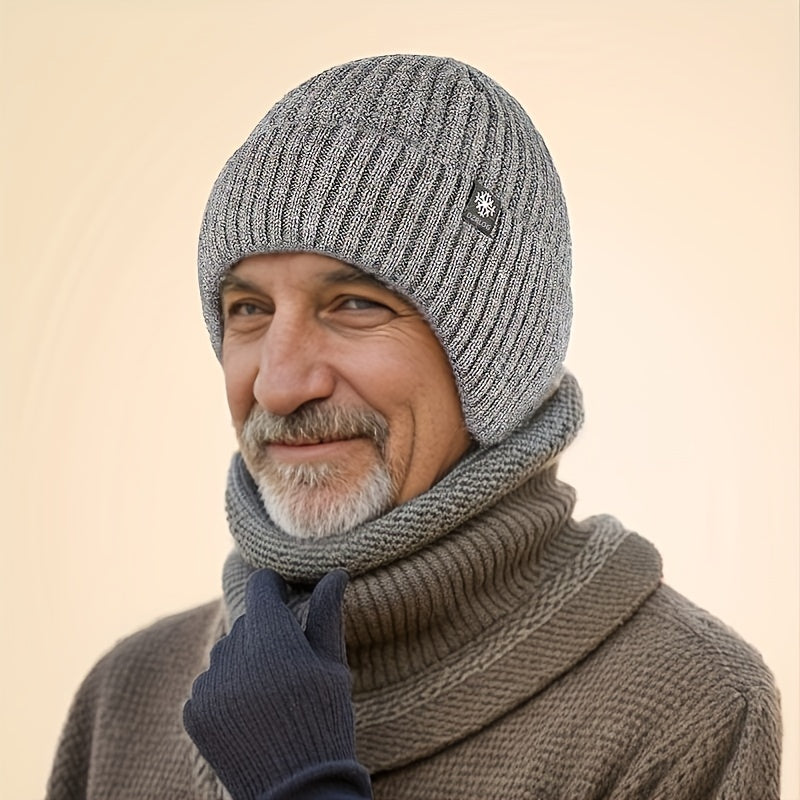 Men's Plush Wool Knitted Hat Winter Thick Warm Cap
