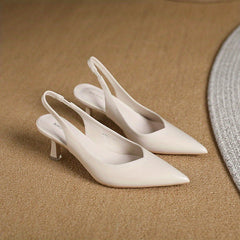 Women's Comfortable Solid Heels Slip On Shoes