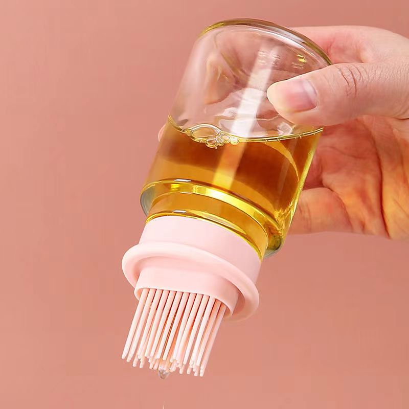 High Temp Silicone Brush w/ Bottle for Kitchen BBQ Pancakes