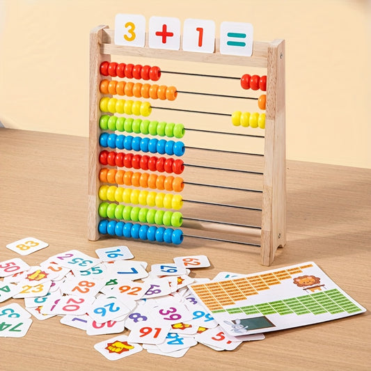 Wooden Math Calculation Rack Educational Toy Addition Subtraction Table Gift