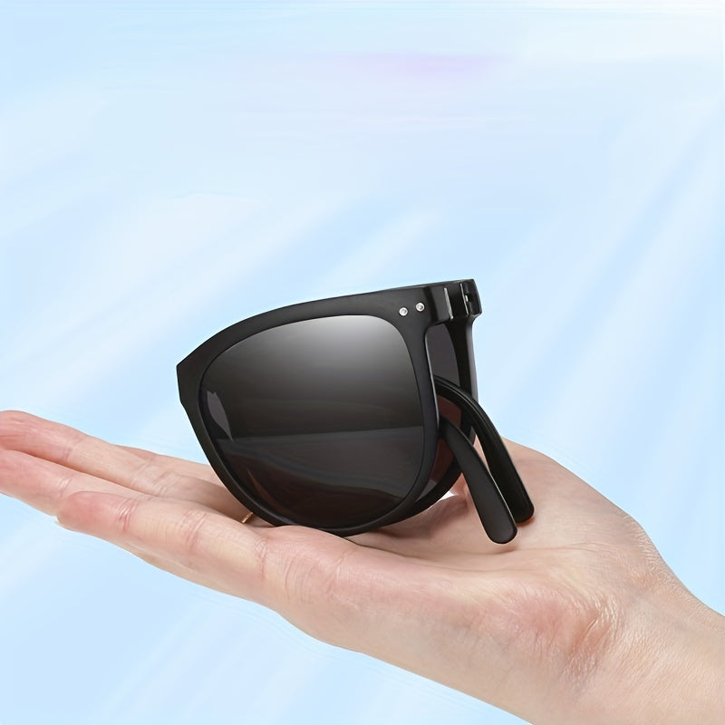 Foldable Polarized Sunglasses with Zipper Case for Travel Driving