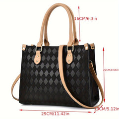 Vintage Lattice Women's Handbag Large Capacity Shoulder Bag