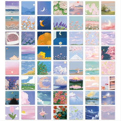 56 Pcs Scenic Paint Sticker Girls Wallet Decor Waterproof Sticker