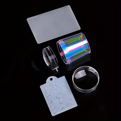 French Tip Nail Art Kit with Stamper & Scraper