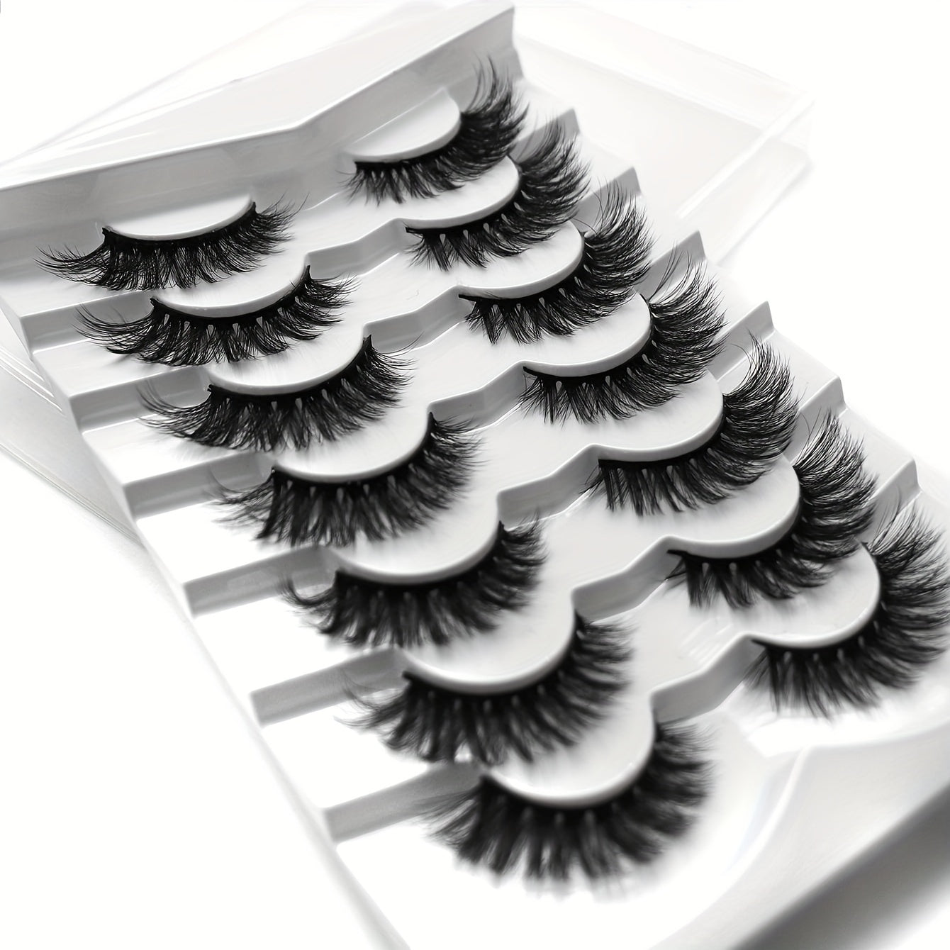 7 Pairs Full Strip Thick Curling False Eyelashes 15mm Fluffy Wispy Daily Lashes