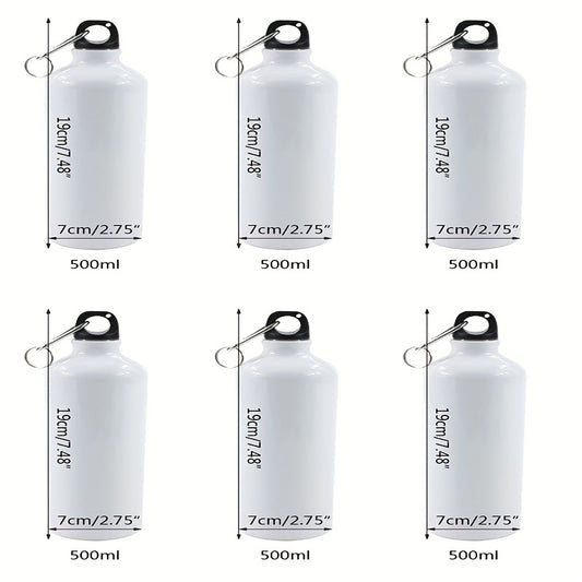 6pcs 500ml Sublimation Water Bottle w/ Carabiner Hook for Sports
