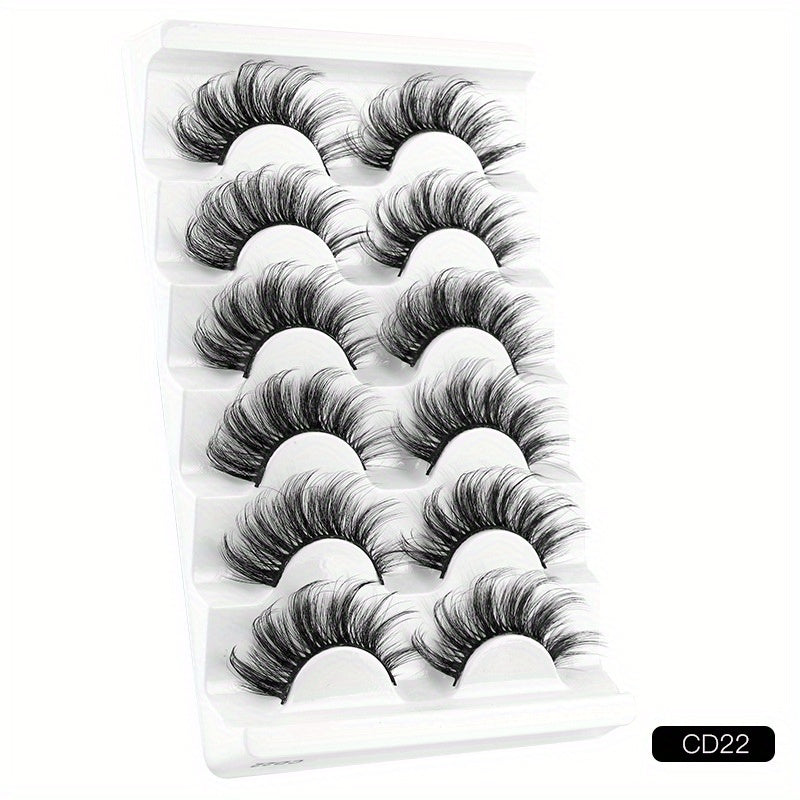6 Pairs Natural Curling Mixed Style False Eyelashes 19 21mm Faux Mink Lashes