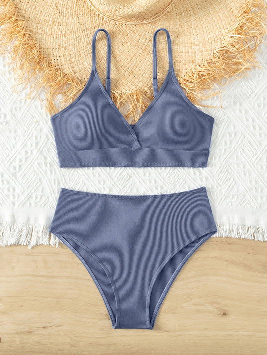 Girl's Ribbed Bikini Set Cami Top & Briefs