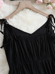  Button Decor Tie Shoulder Peplum Cami Top