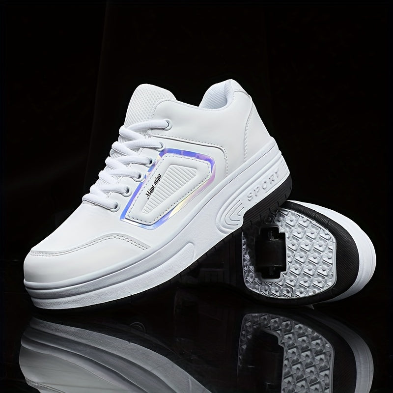 Solid Lace Up Roller Shoes For Boy's Teens