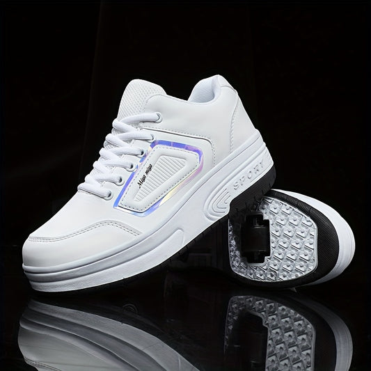 Solid Lace Up Roller Shoes For Boy's Teens
