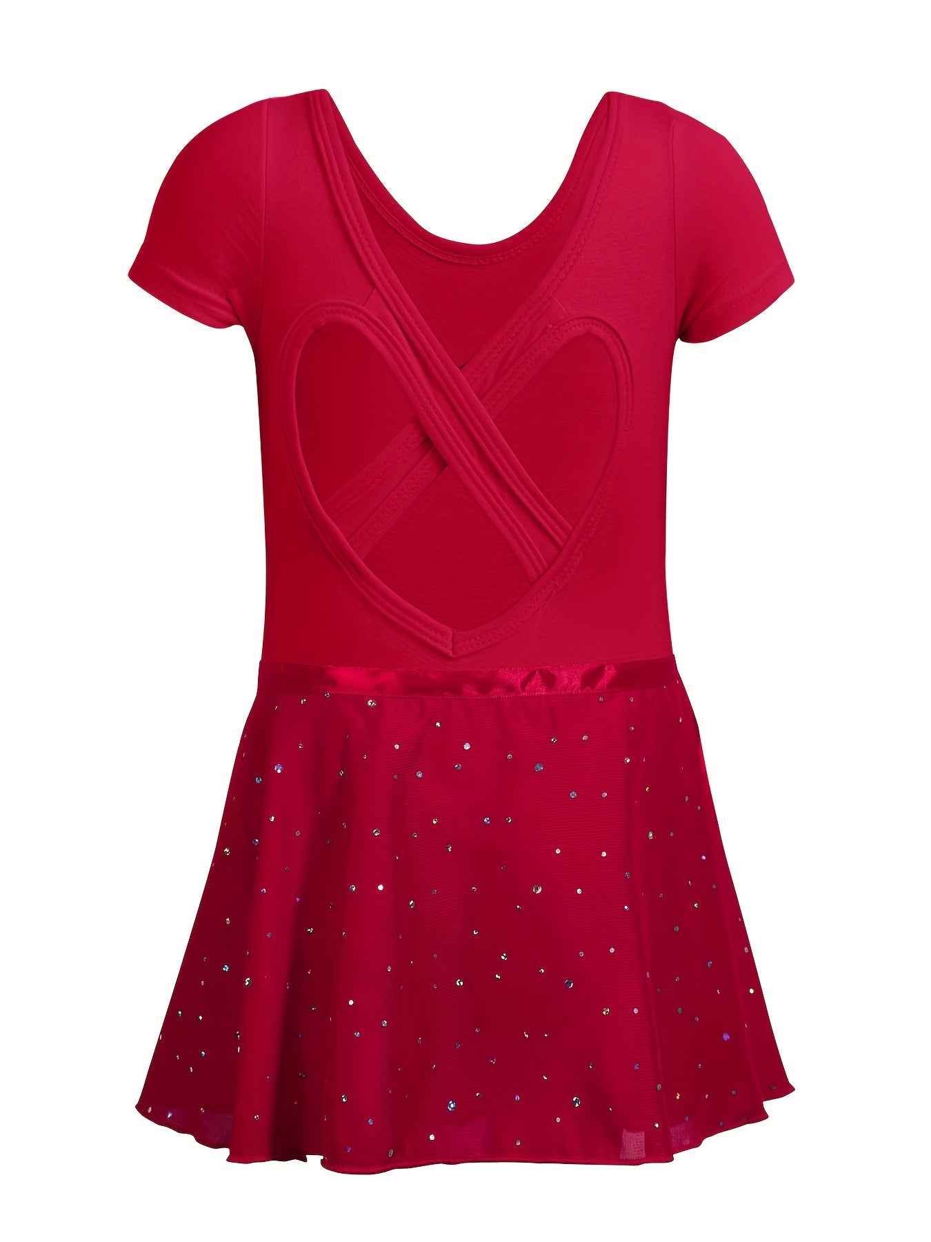 Girl's Ballet Leotards Sleeveless Dancing Suit With Sequin Exercise Skirt