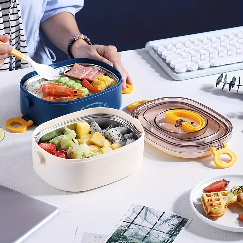 Stainless Steel Lunch Box 2 Layer Bento Box Portable Adult Canteen