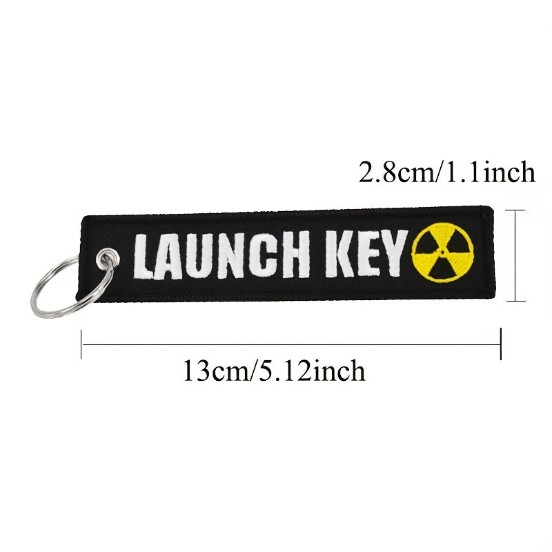 Stylish LAUNCH KEY Embroidered Motorcycle Keychain - Great Gift for Men