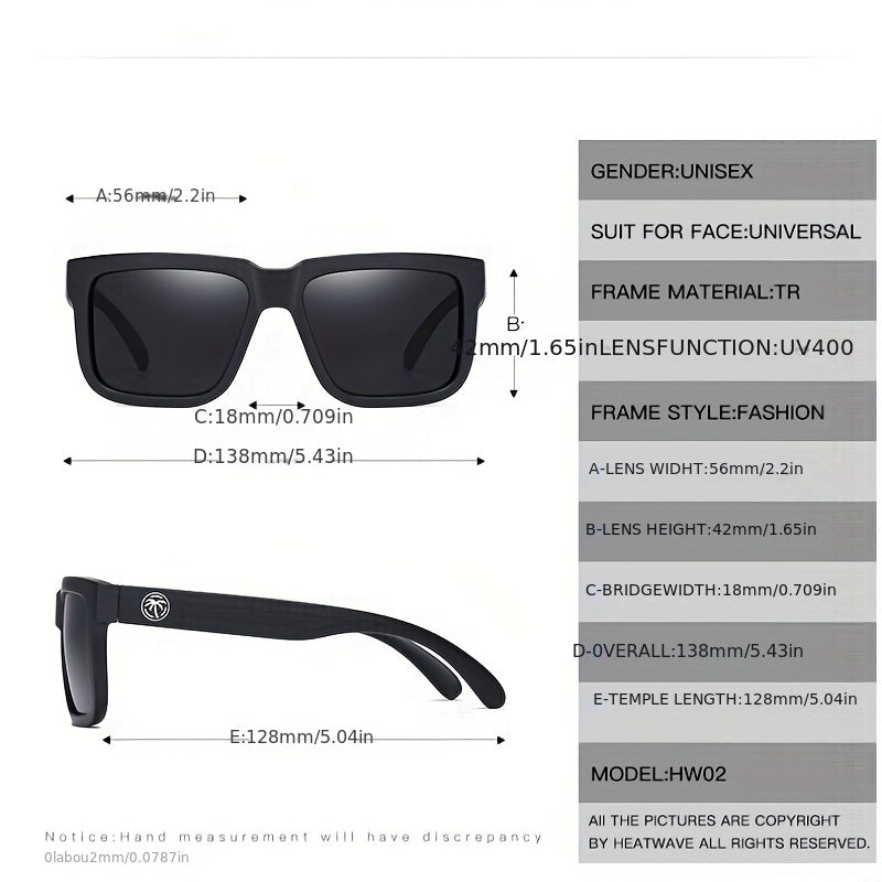 Heat Wave High Polarized Sunglasses Square Conjoined Lens UV400