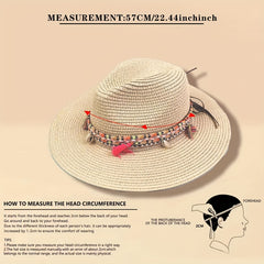 Men's Paper Straw Hat Elegant Flat Brim Sun Hat Beach Jazz Hat