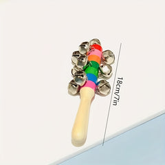 Wooden Colored Hand Tambourine Rainbow Instrument Bell