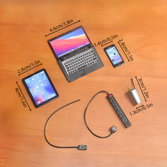 1:6 Scale Digital Devices & Coffee Set - Metal Smartphone, Tablet, Laptop