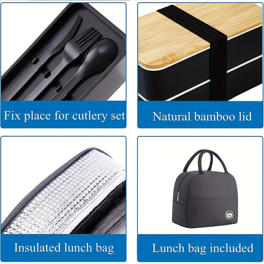 Bento Box Set with Insulated Bag Lunch Container Snack Box Cutlery Spoon Fork