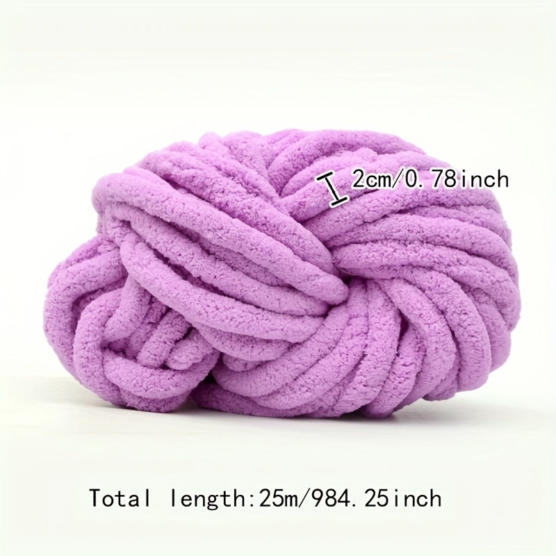 2 Skeins Solid Chunky Chenille Yarn DIY Arm Hand Knitting Hat Scarf