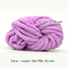 2 Skeins Solid Chunky Chenille Yarn DIY Arm Hand Knitting Hat Scarf