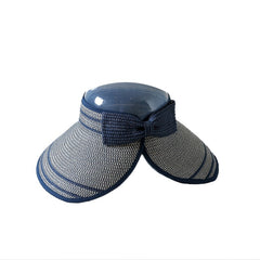 Stripe Summer Visors Solid Foldable Straw Hat Outdoor Travel Beach Cap