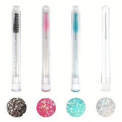 10pcs Eyelash Brush With Dust-proof Tube Container