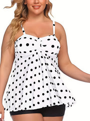  Polka Dot Print Cami Top & Shorts Bathing Suit Set