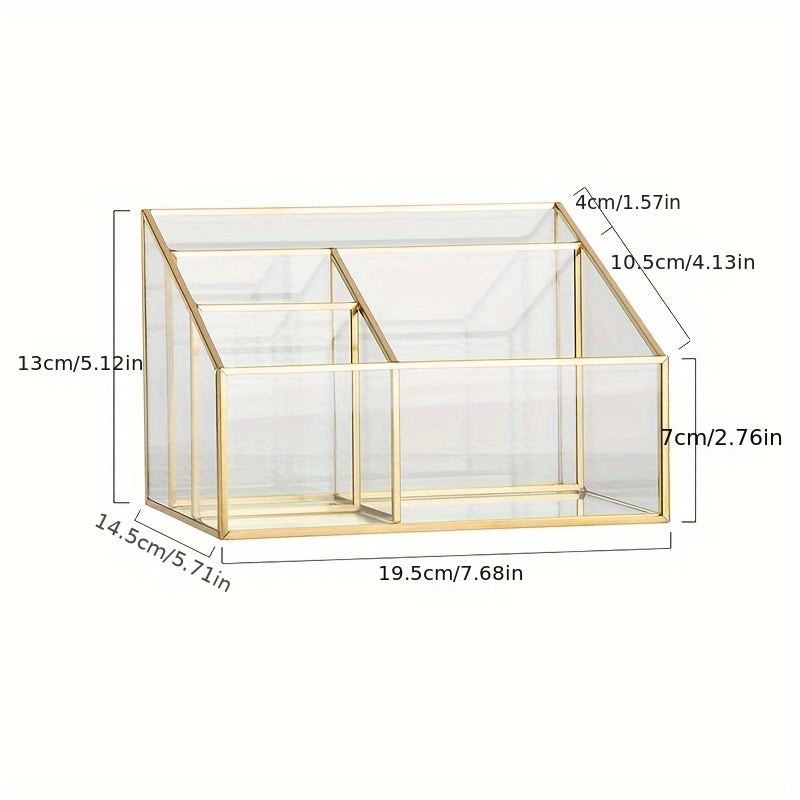 1pc Glass Storage Box Grid Cosmetic Storage Rack