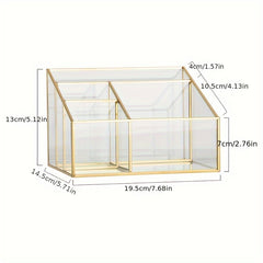 1pc Glass Storage Box Grid Cosmetic Storage Rack